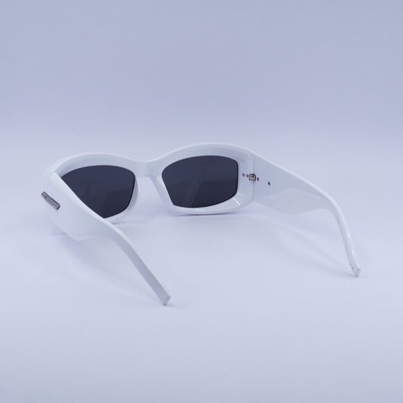 Givenchy GV40044U 21A Sunglasses White Geometric Frame, Smoke Lenses - Picture 6 of 10